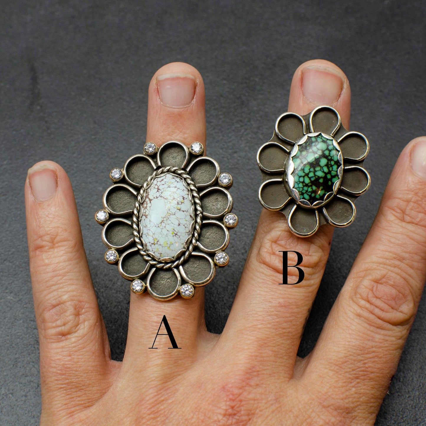 Turquoise Petal Rings