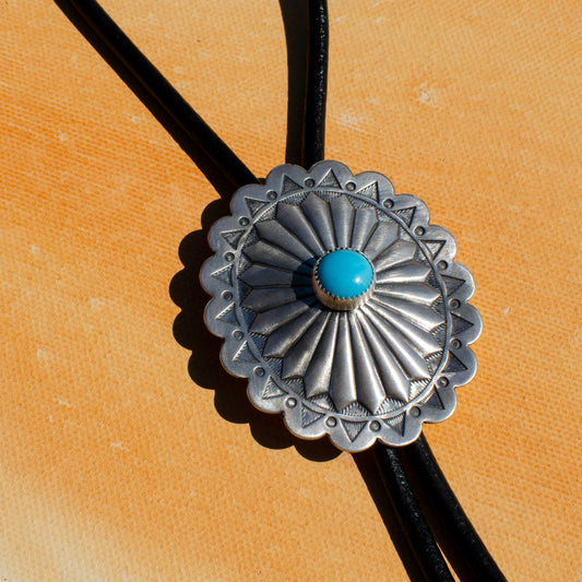 Silver and Turquoise Concho Bolo