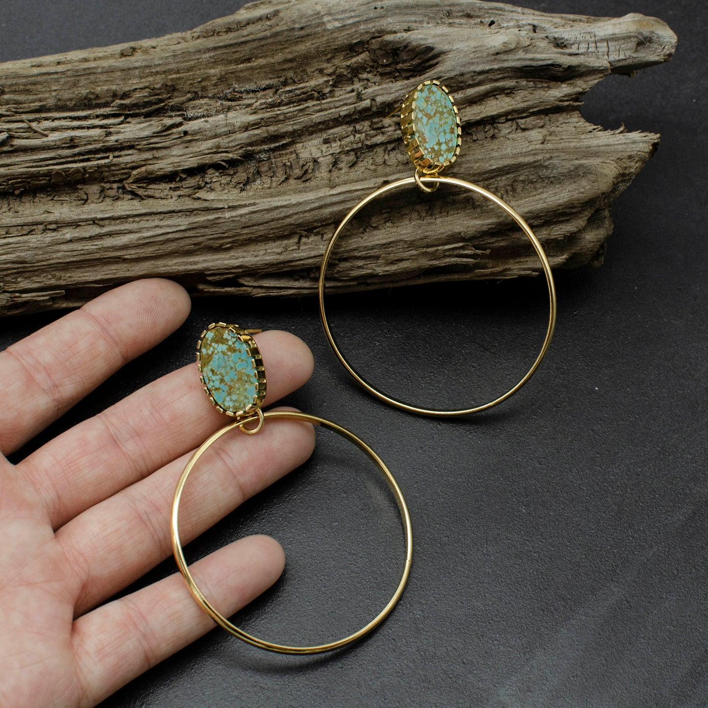 Golden Turquoise Hoops