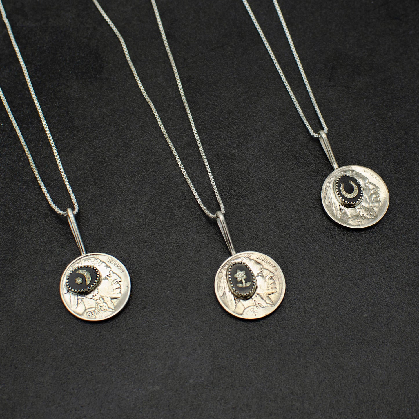Buffalo Nickel & Vintage Glass Pendant