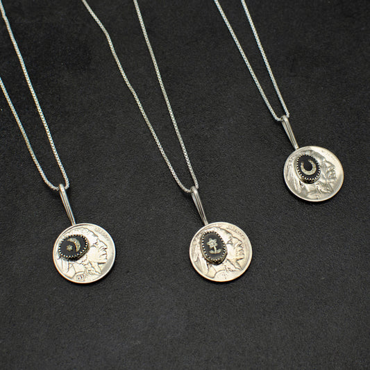 Buffalo Nickel & Vintage Glass Pendant