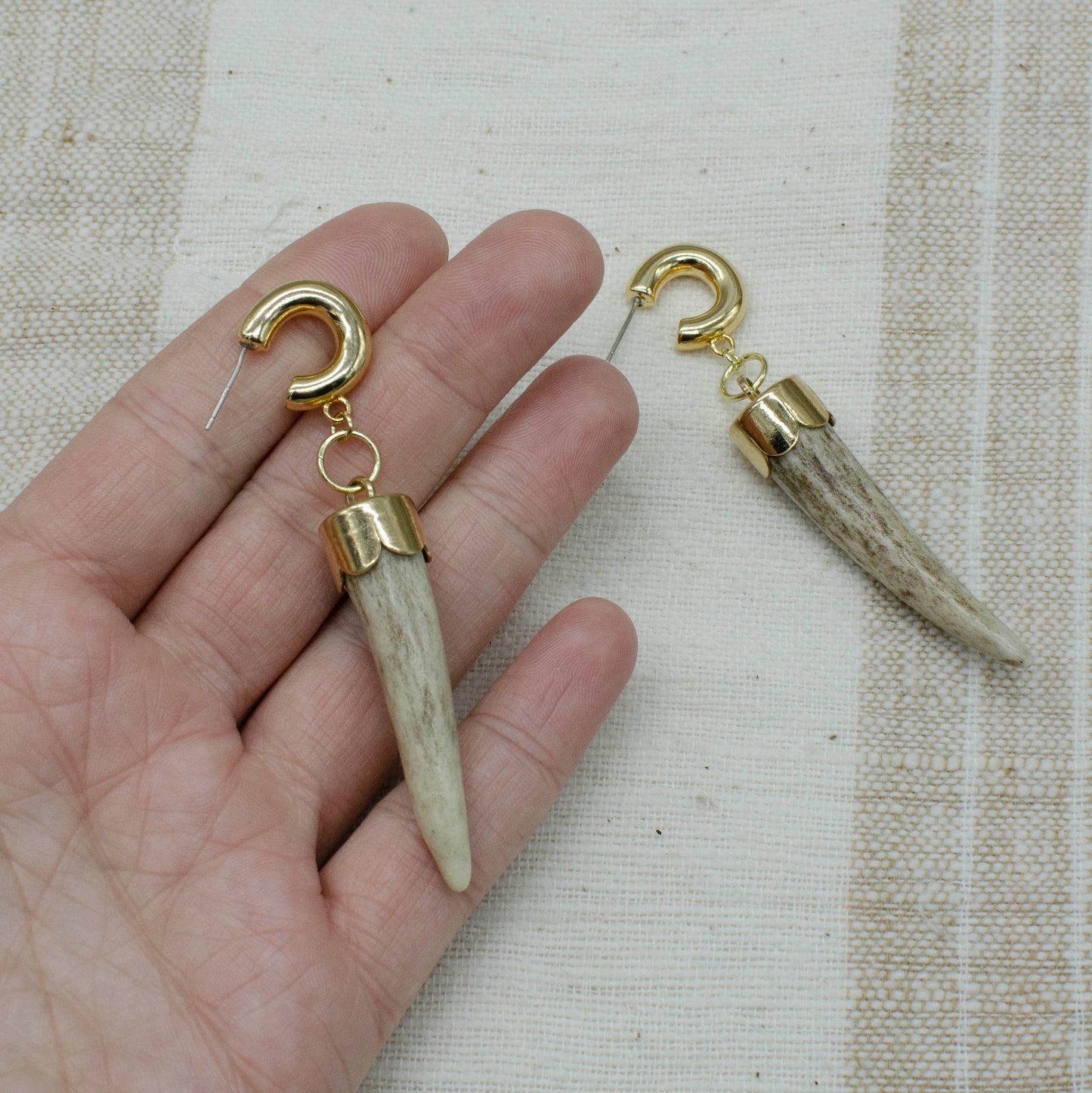 Golden Antler Tip Hoops