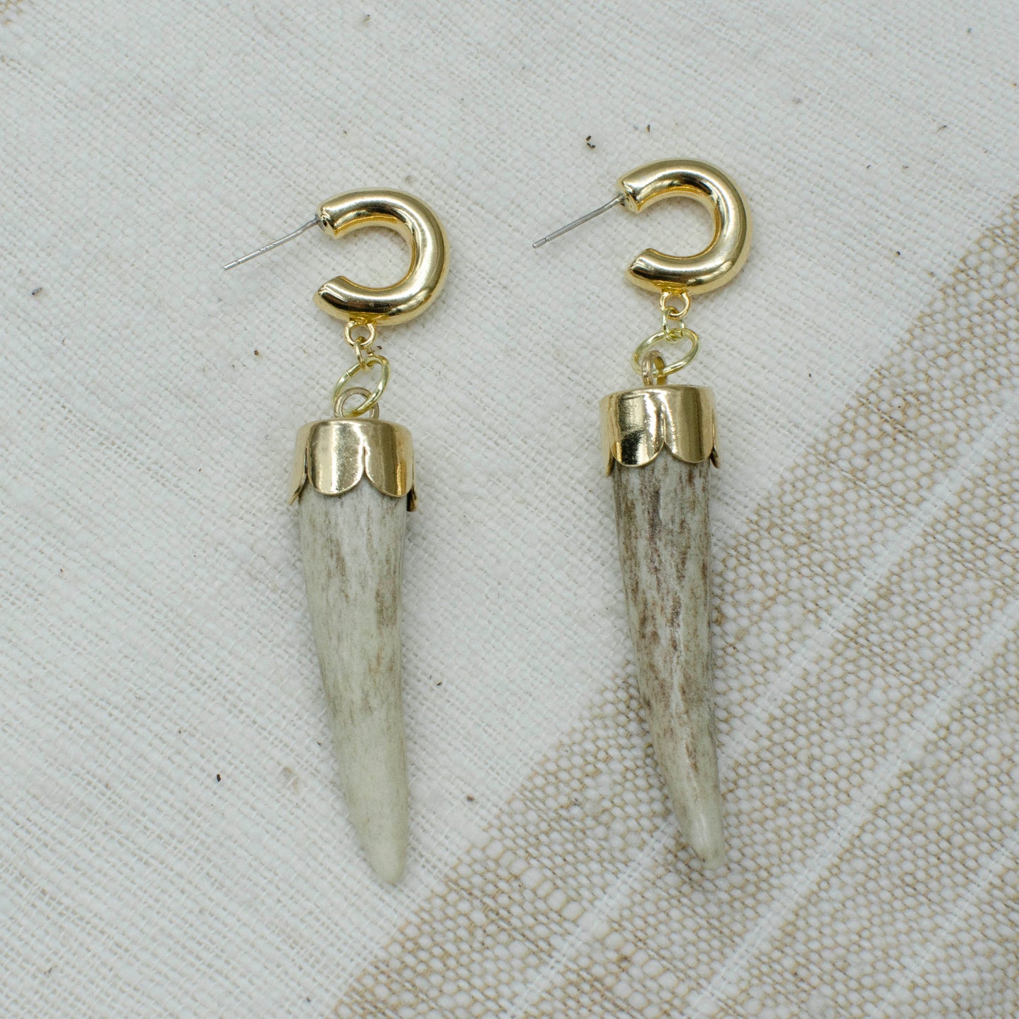 Golden Antler Tip Hoops