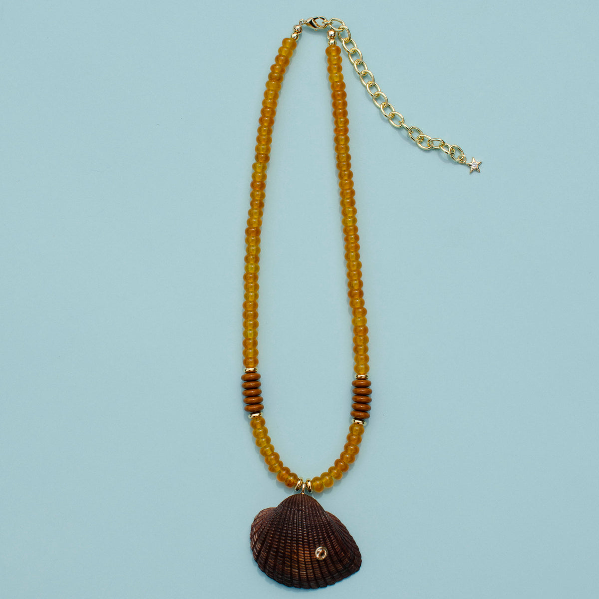 Dyed Brown Shell Beaded Necklace