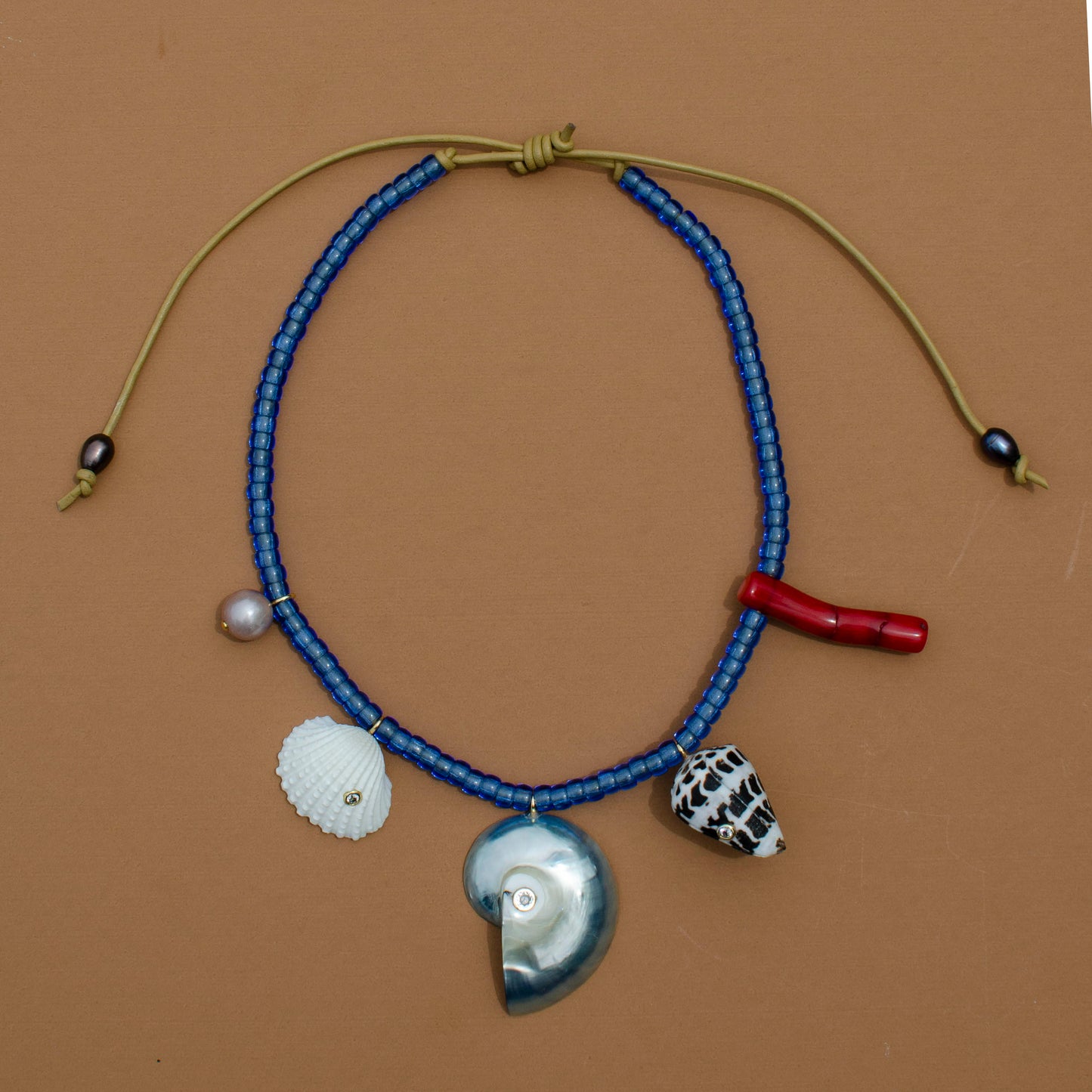 Blue Shell Charm Necklace