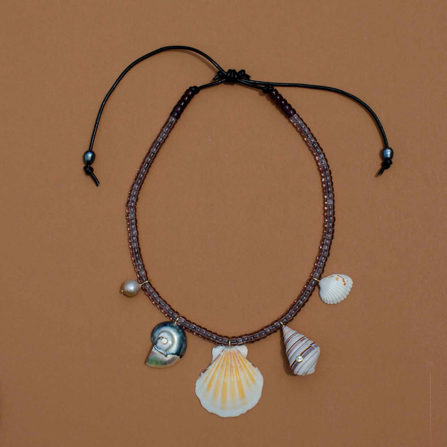 Blush and Yellow Shell Charm Necklace