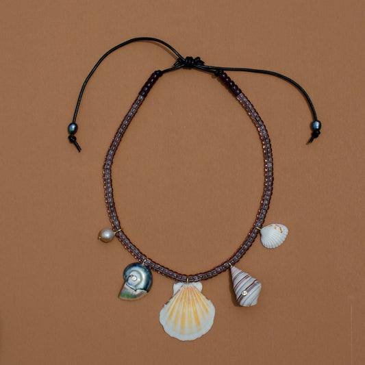 Blush and Yellow Shell Charm Necklace