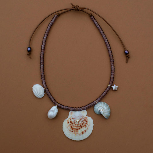 Blush Sea Shell Charm Necklace