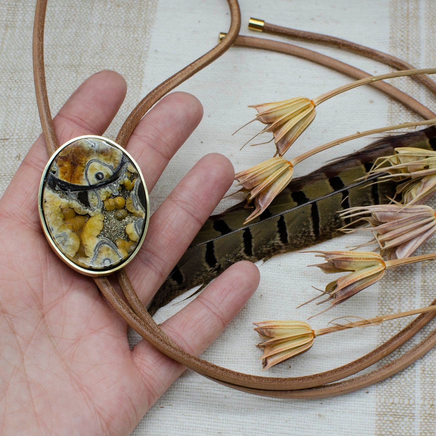 Fossilized Pyrite Ammonite Bolo