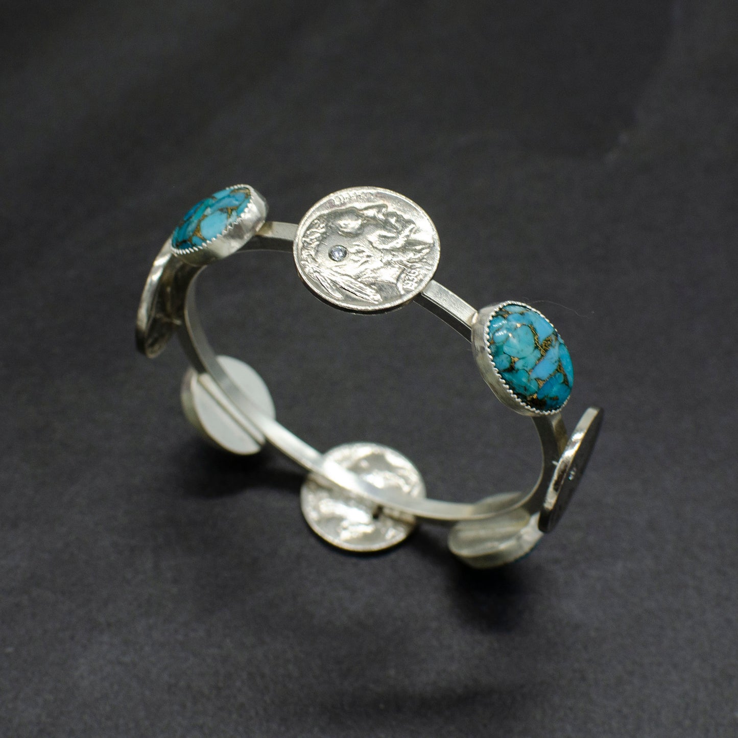Buffalo Nickel Turquoise Coin Cuff