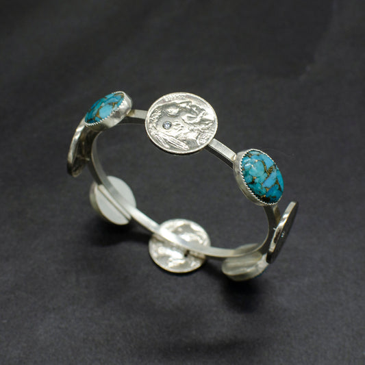Buffalo Nickel Turquoise Coin Cuff