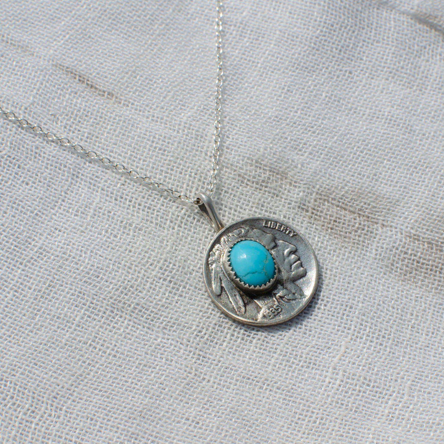 Turquoise Buffalo Nickel Pendant