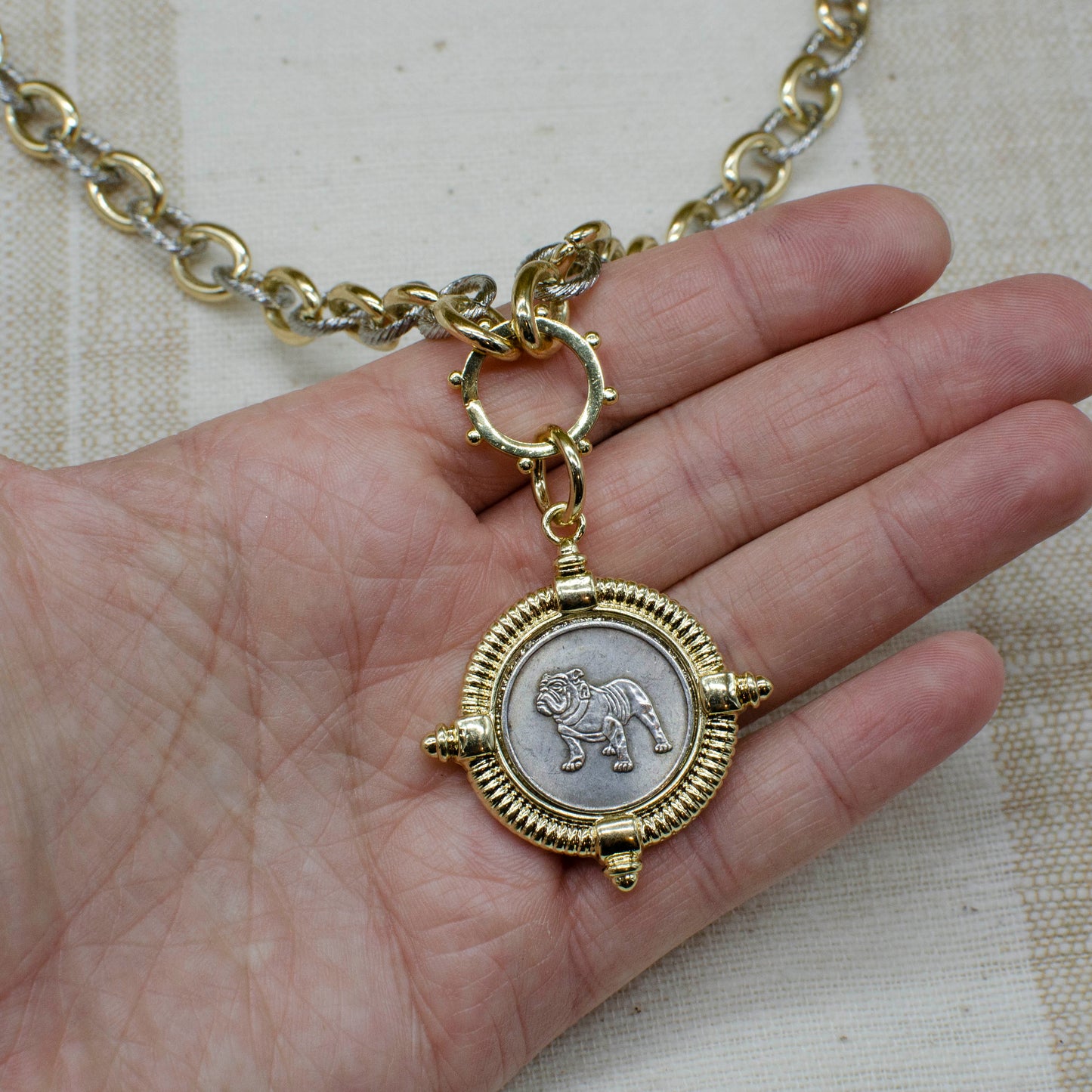 Bulldog Coin Necklace