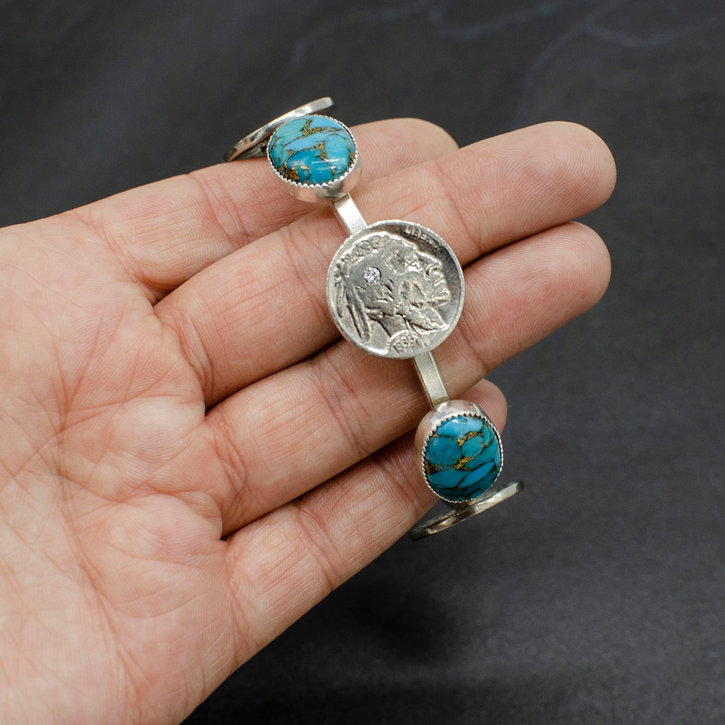 Buffalo Nickel Turquoise Coin Cuff