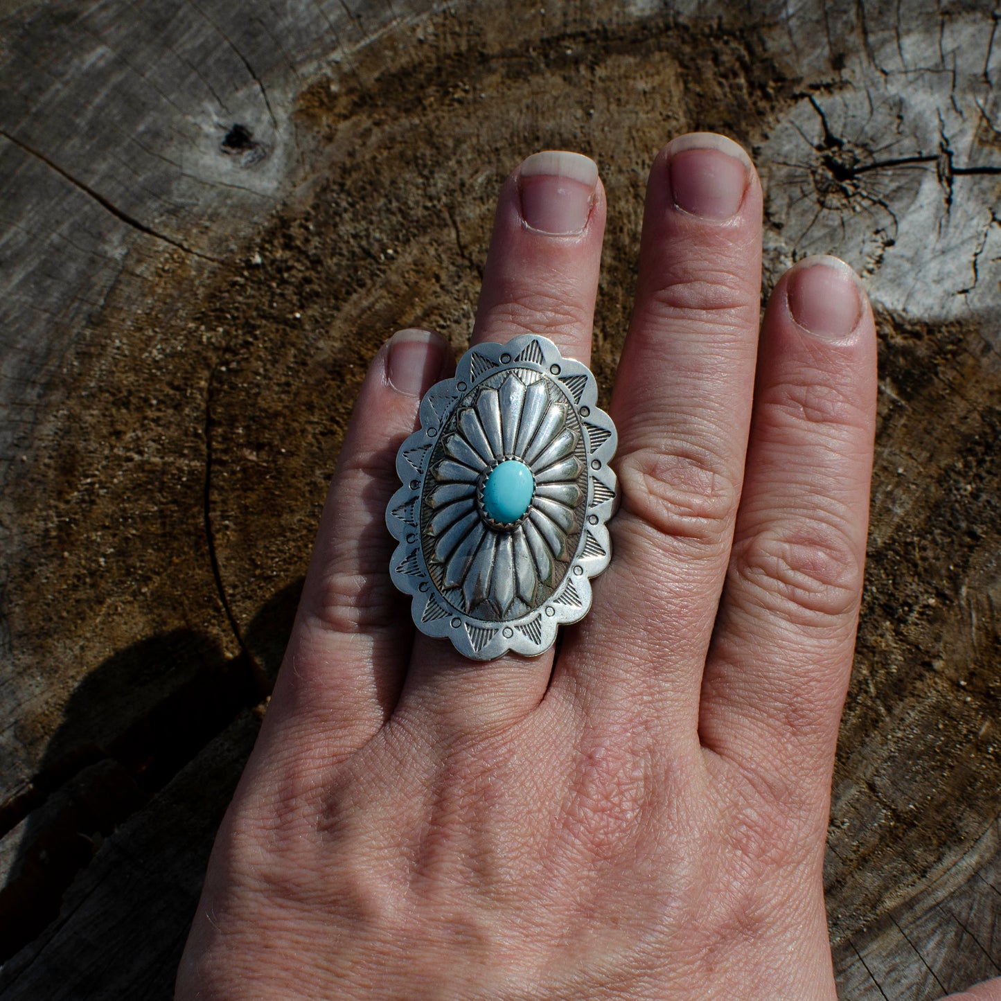 Turquoise Concho Statement Ring