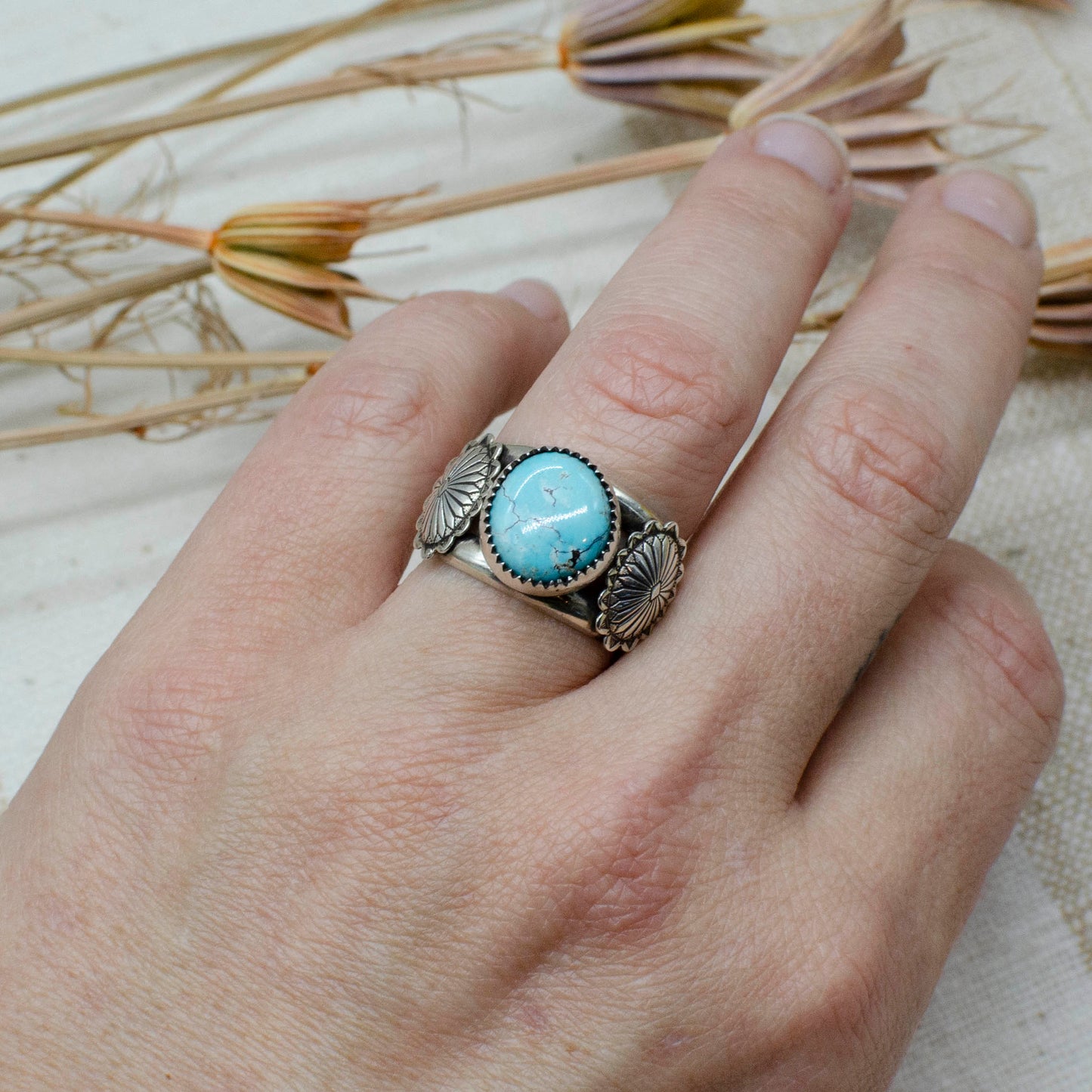 Turquoise Double Concho Ring