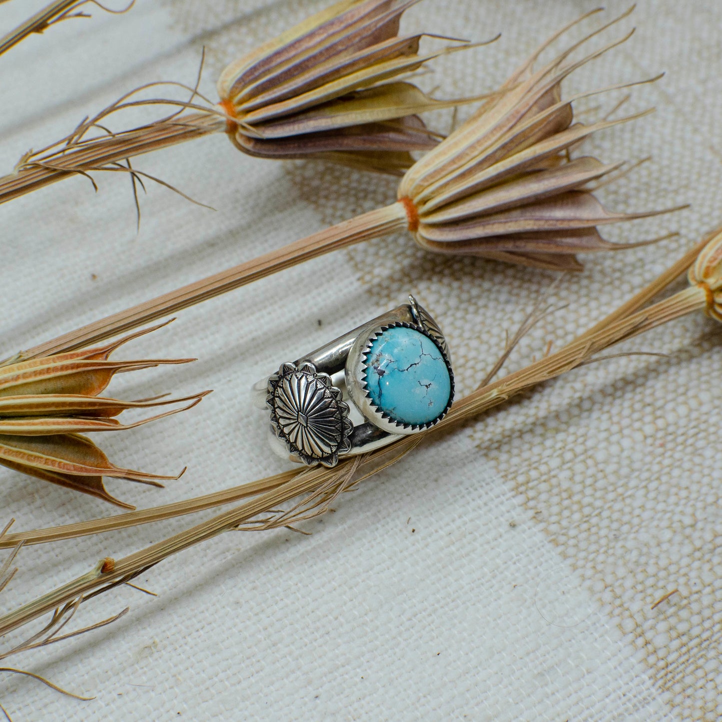 Turquoise Double Concho Ring