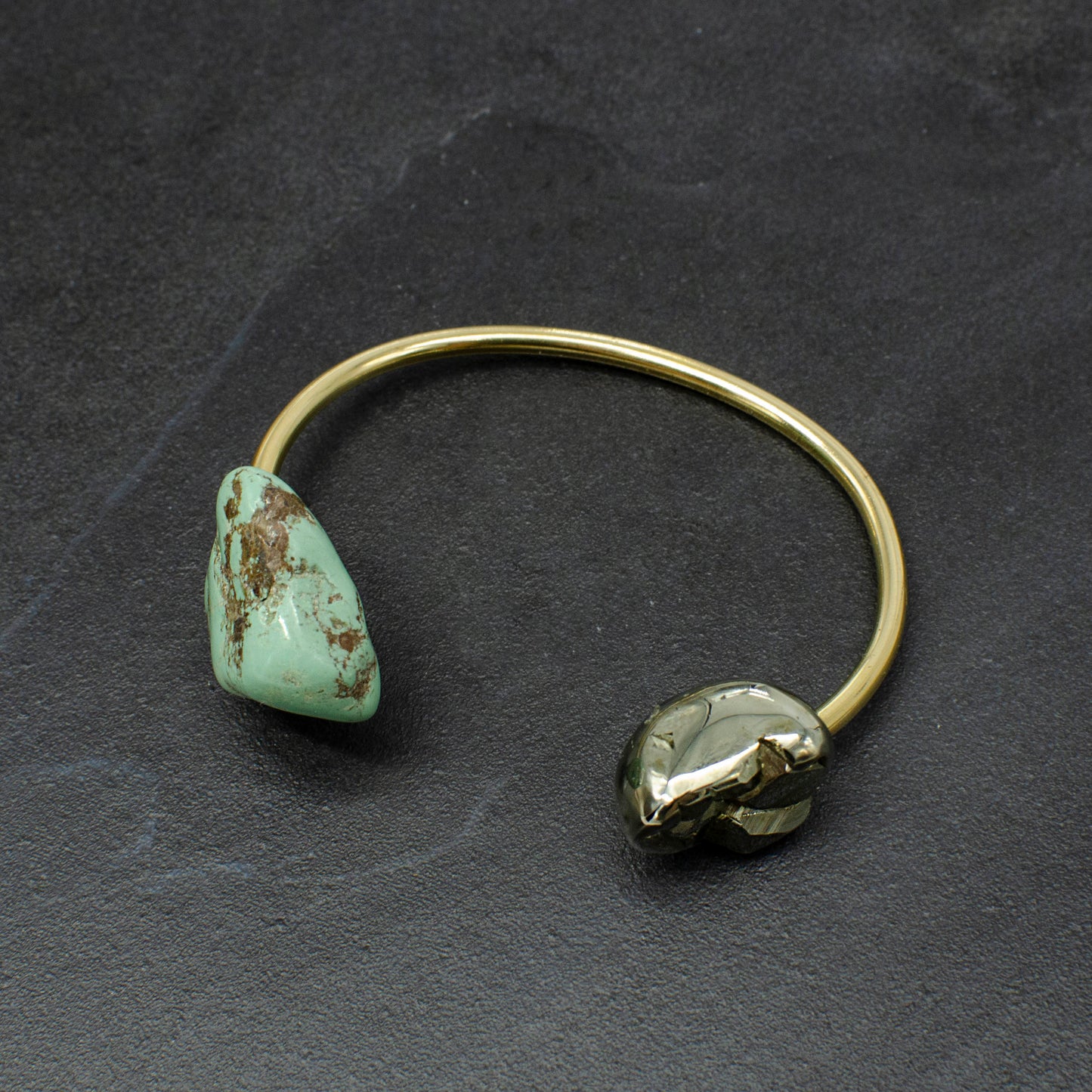 Origin Turquoise and Pyrite Nugget Cuff