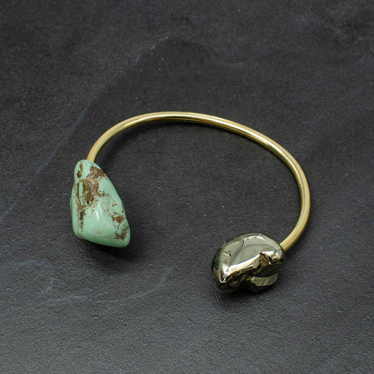 Origin Turquoise and Pyrite Nugget Cuff