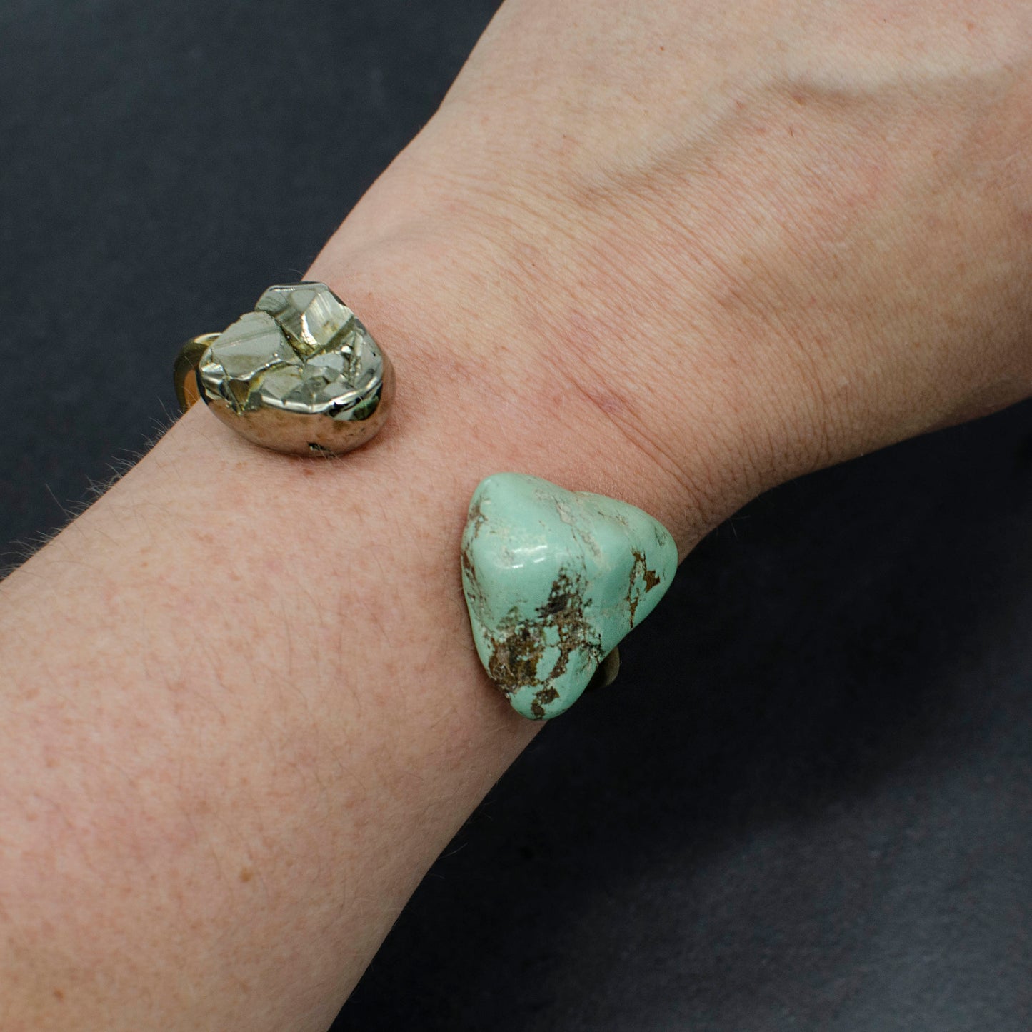 Origin Turquoise and Pyrite Nugget Cuff