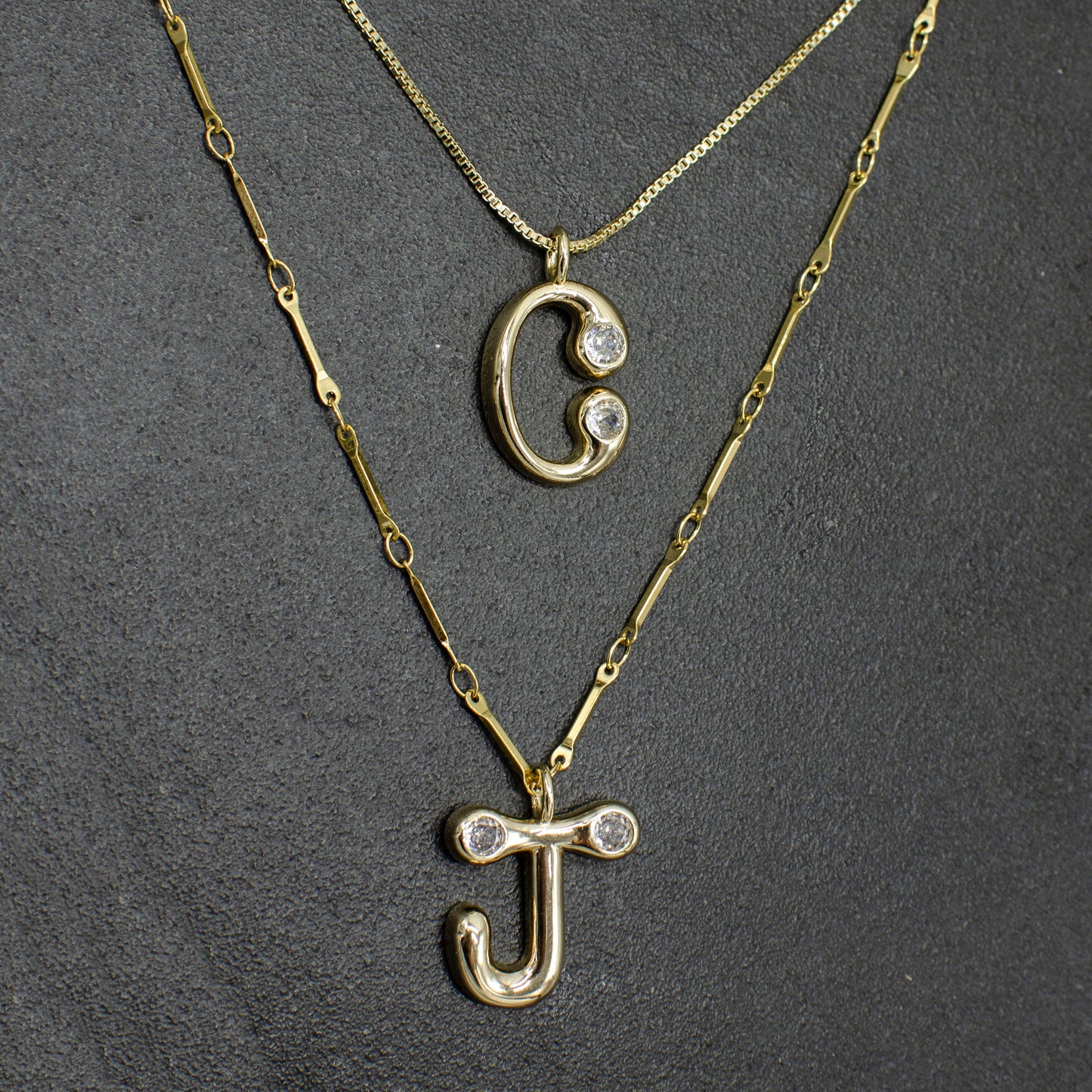 Double Bubble Initial Necklace