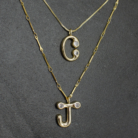 Double Bubble Initial Necklace