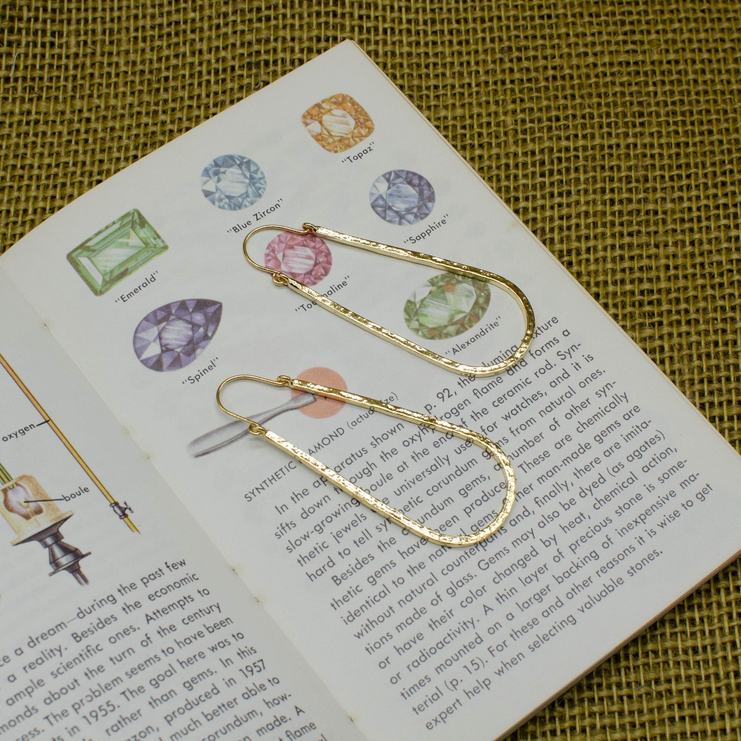 Hammered Gold Drop Hoops