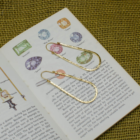 Hammered Gold Drop Hoops