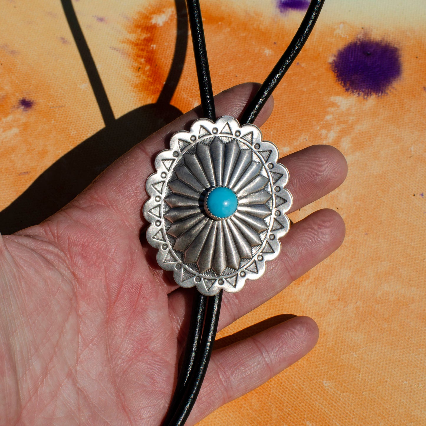 Silver and Turquoise Concho Bolo