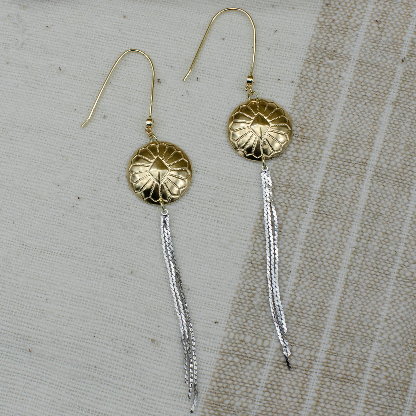 Elongated Concho Drop Earring