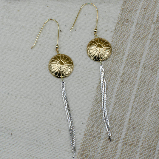Elongated Concho Drop Earring