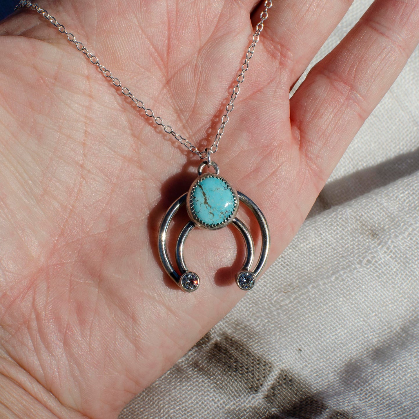 Mini Crescent Turquoise Necklace