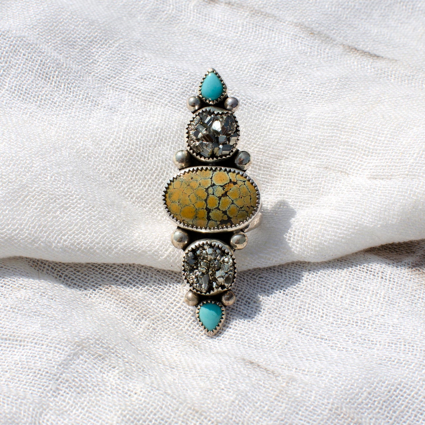 Multi Stone Pyrite and Turquoise Rings