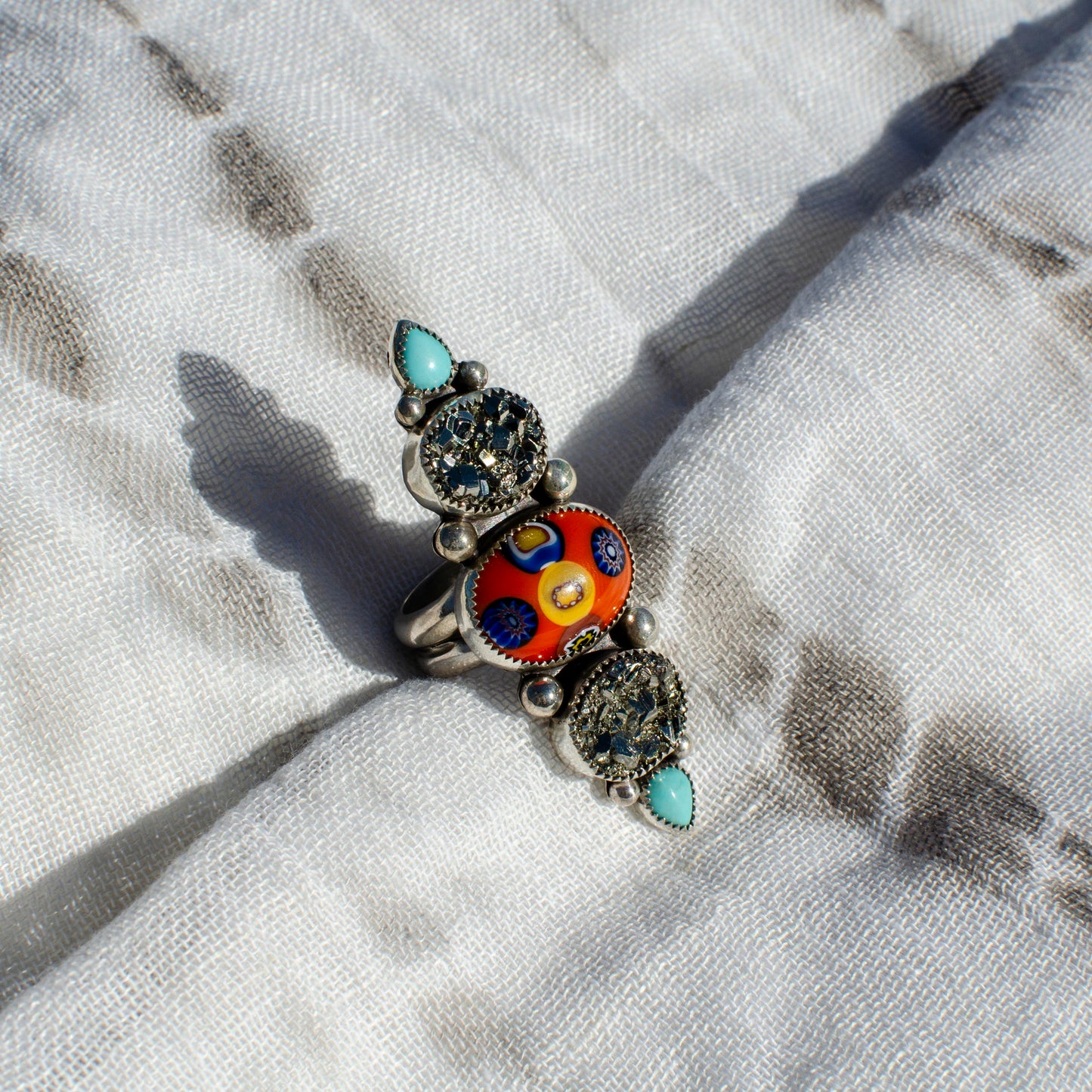 Multi Stone Pyrite and Turquoise Rings