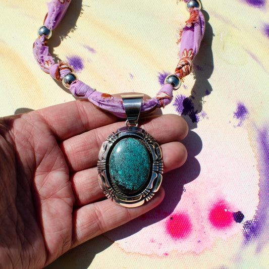 Vintage Navajo Pendant on Bandana