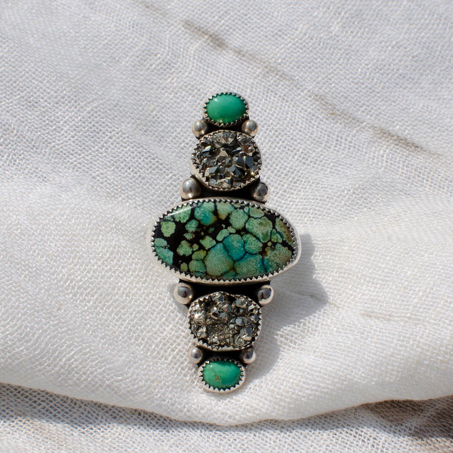 Multi Stone Pyrite and Turquoise Rings