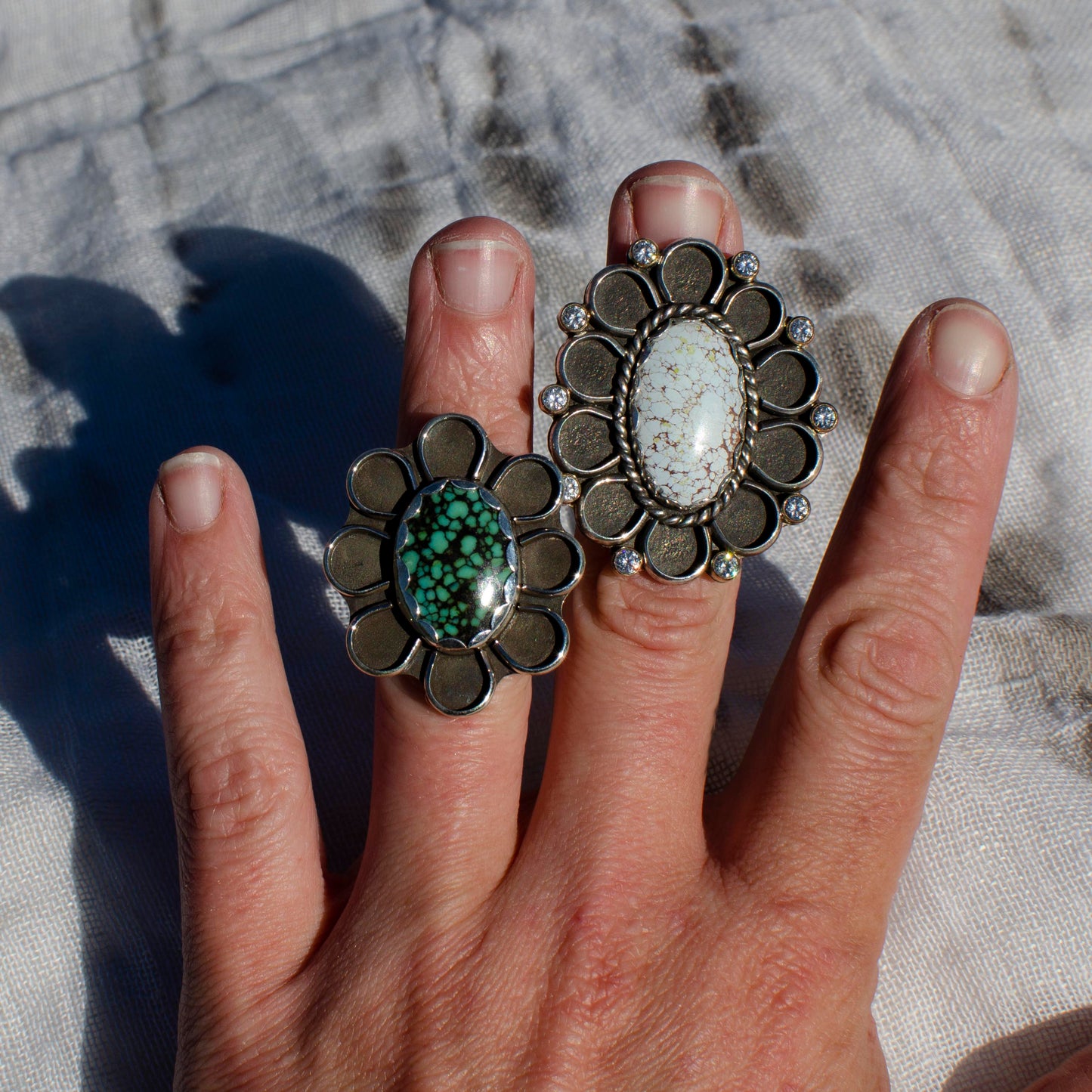 Turquoise Petal Rings