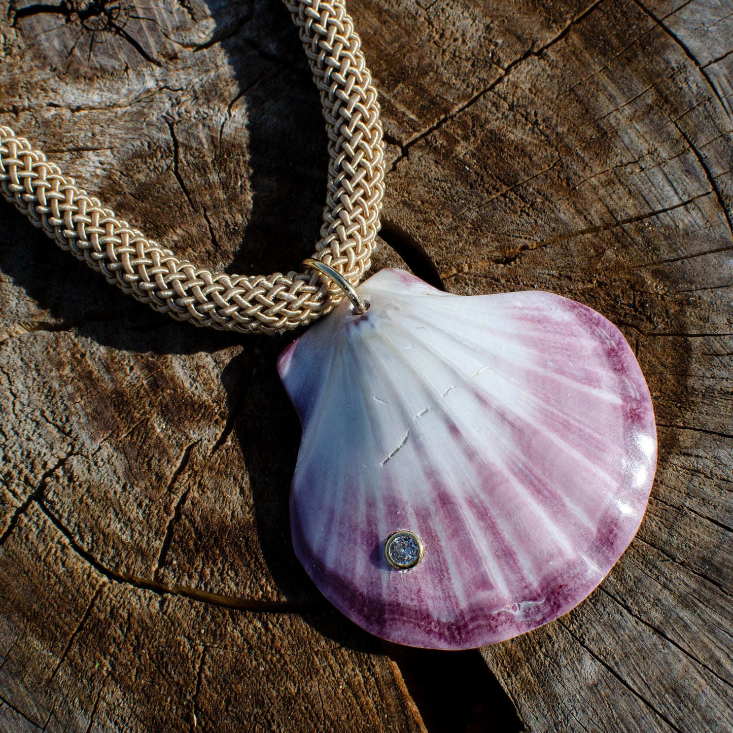 Purple Scallop Sparkle Inlay Shell