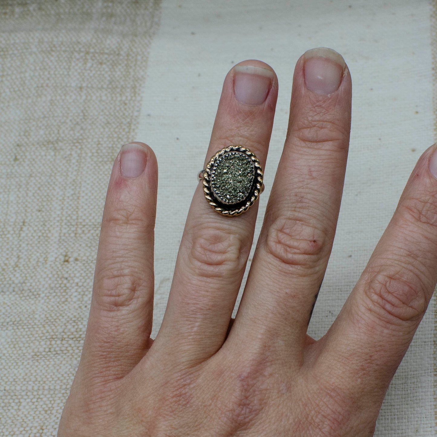 Simple Sparkle Pyrite Ring