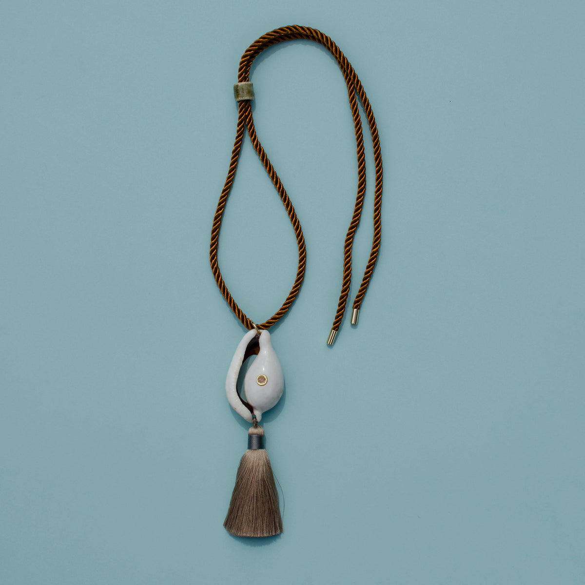 White Cowrie Tassel Shimmer Necklace