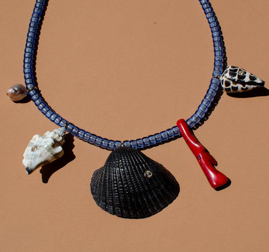 Black Dyed Multi Shell Necklace