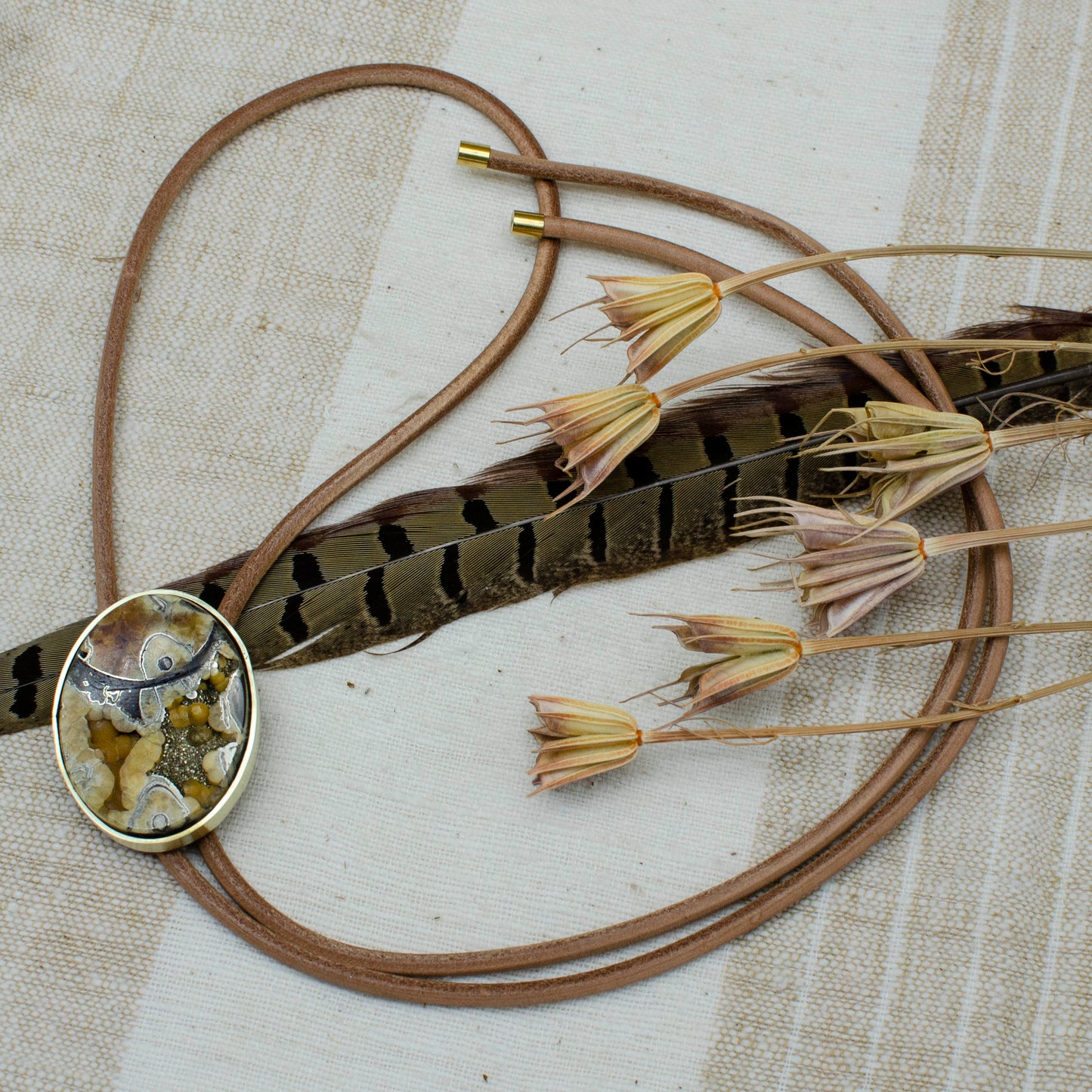 Fossilized Pyrite Ammonite Bolo