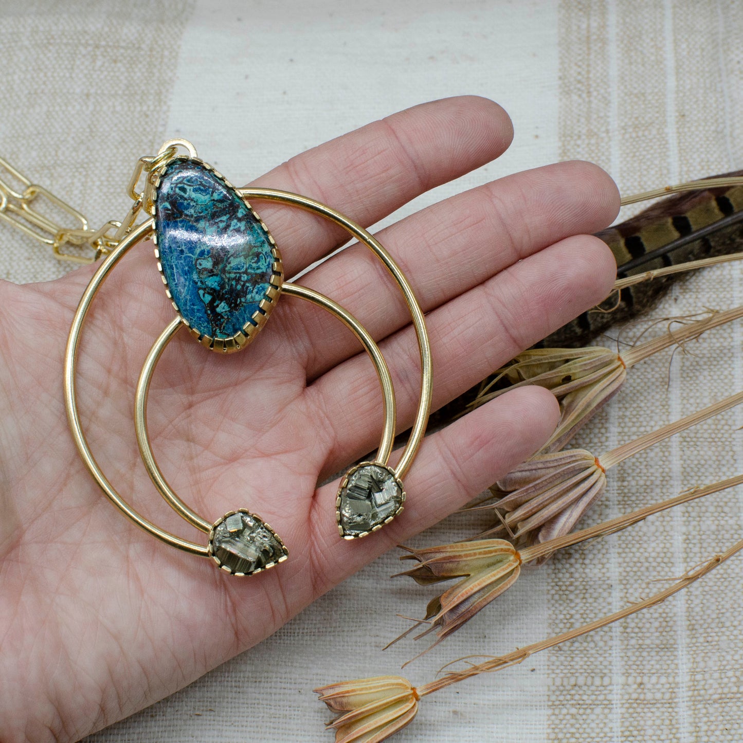 Azurite Pyrite Squash Blossom