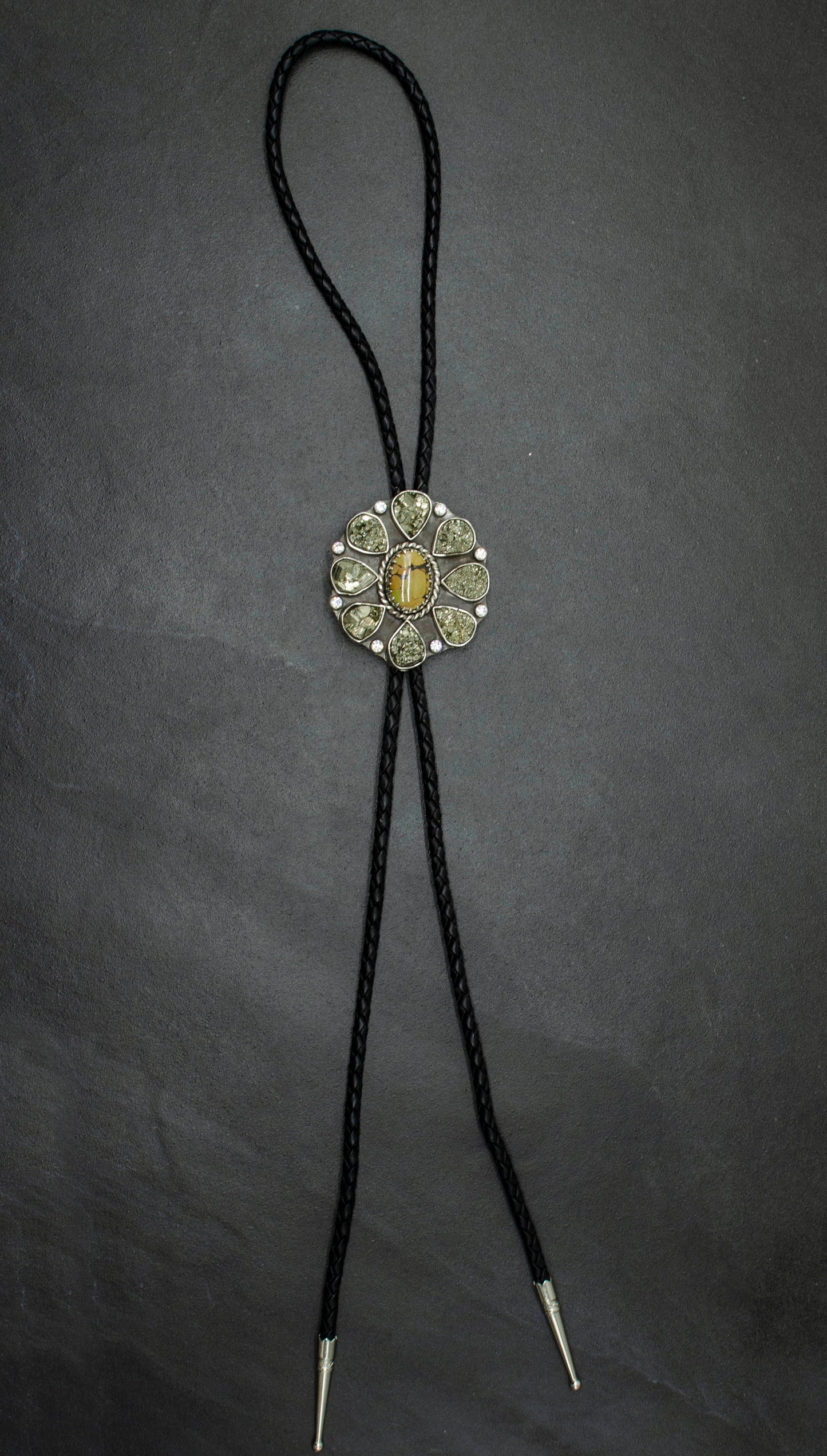 Pyrite and Turquoise Sparkle Statement Bolo