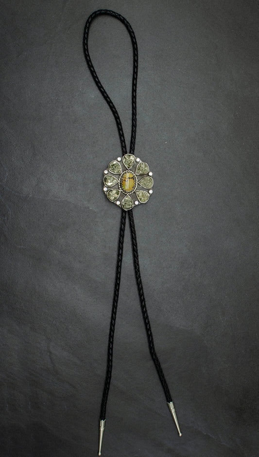 Pyrite and Turquoise Sparkle Statement Bolo
