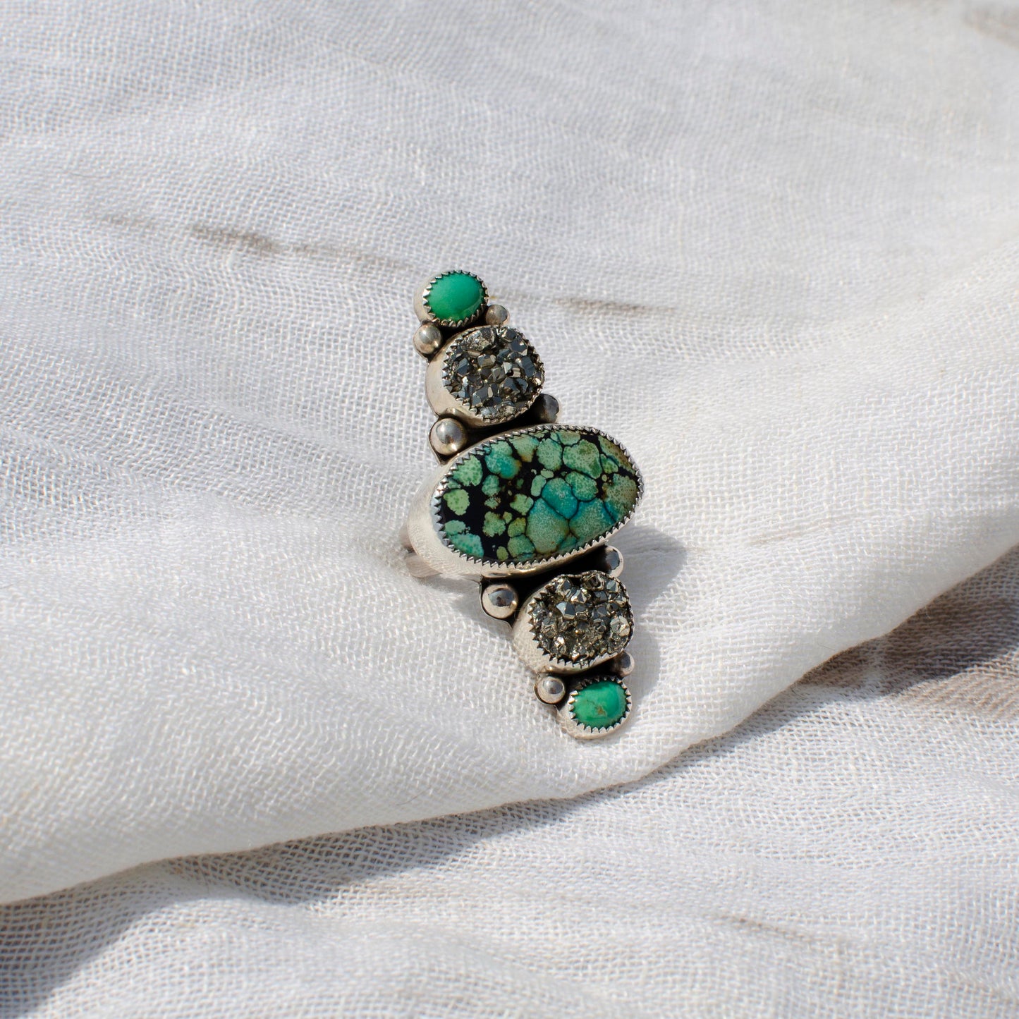 Multi Stone Pyrite and Turquoise Rings