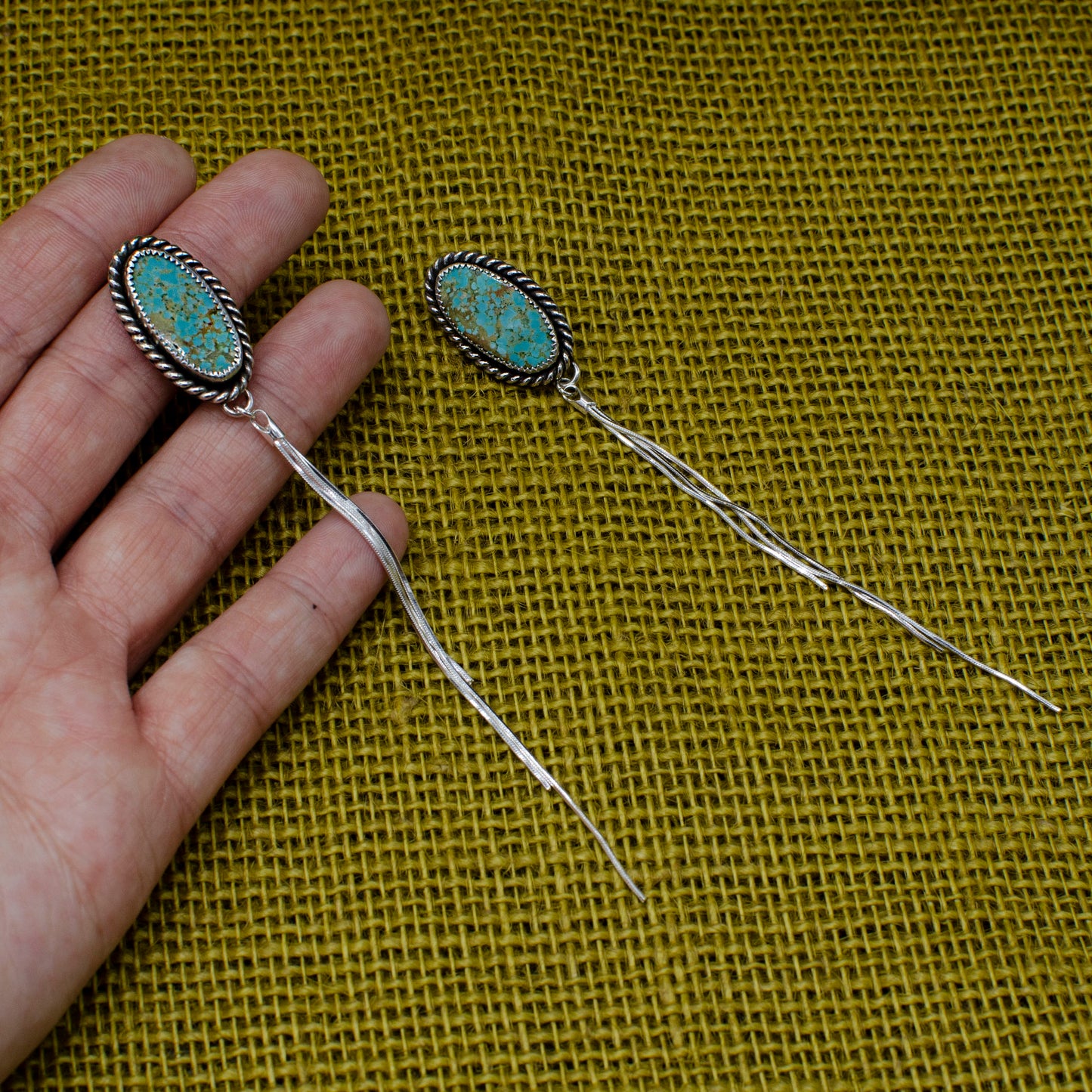 Turquoise Drop Tassel Earrings