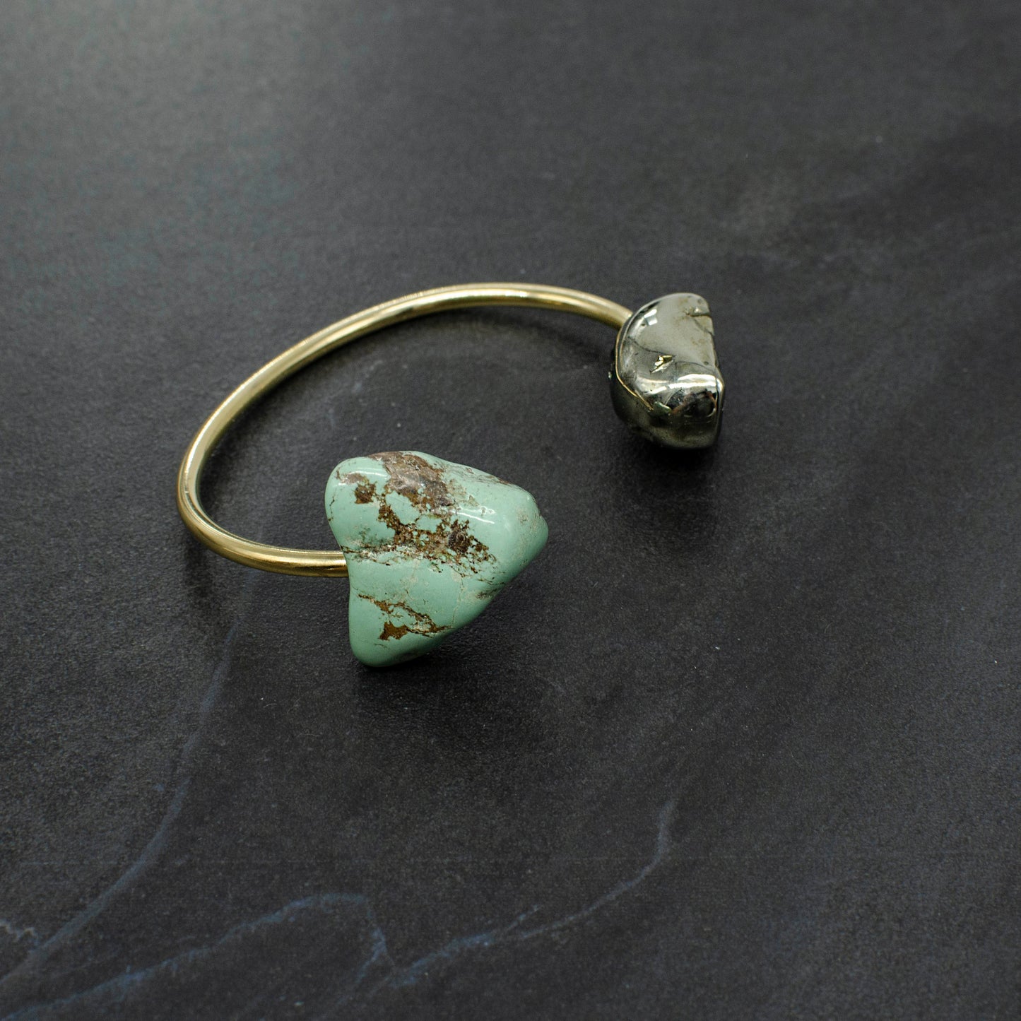 Origin Turquoise and Pyrite Nugget Cuff