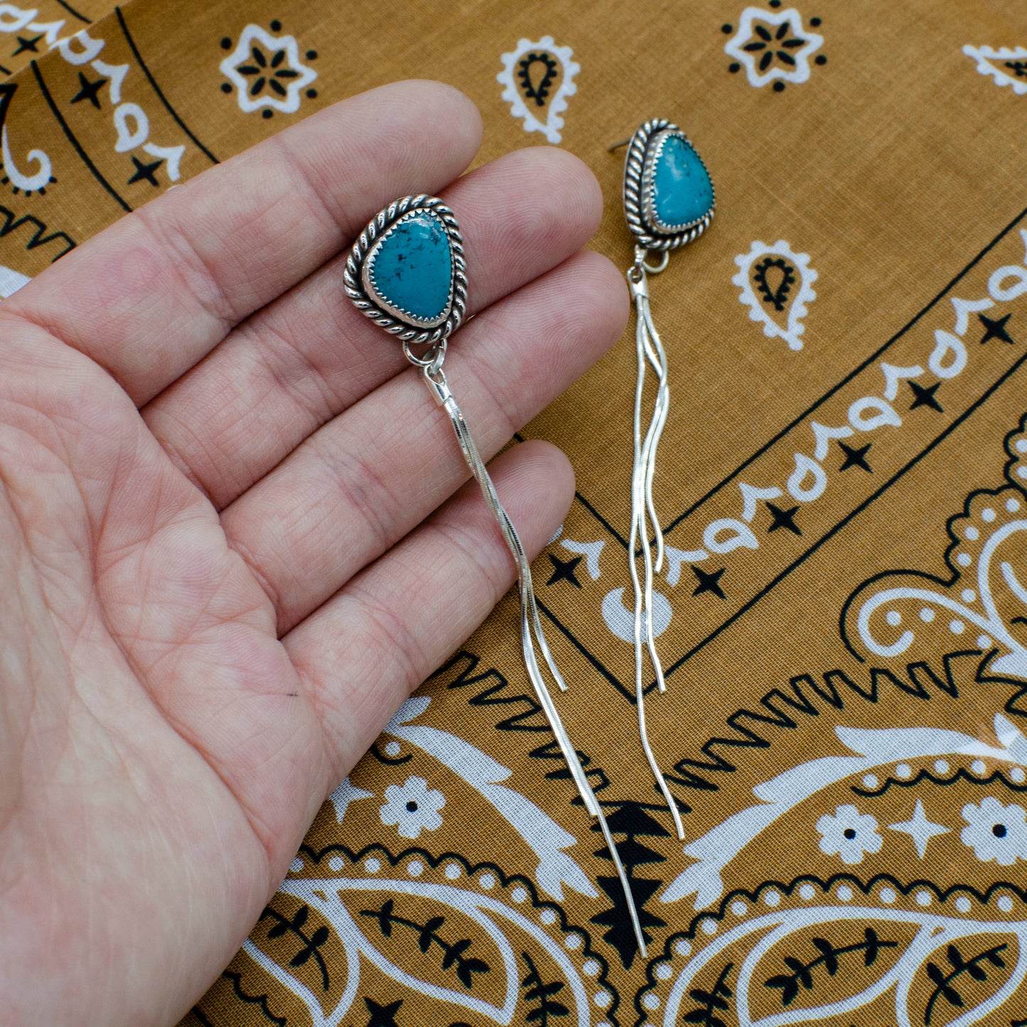Turquoise Drop Fringe Earrings