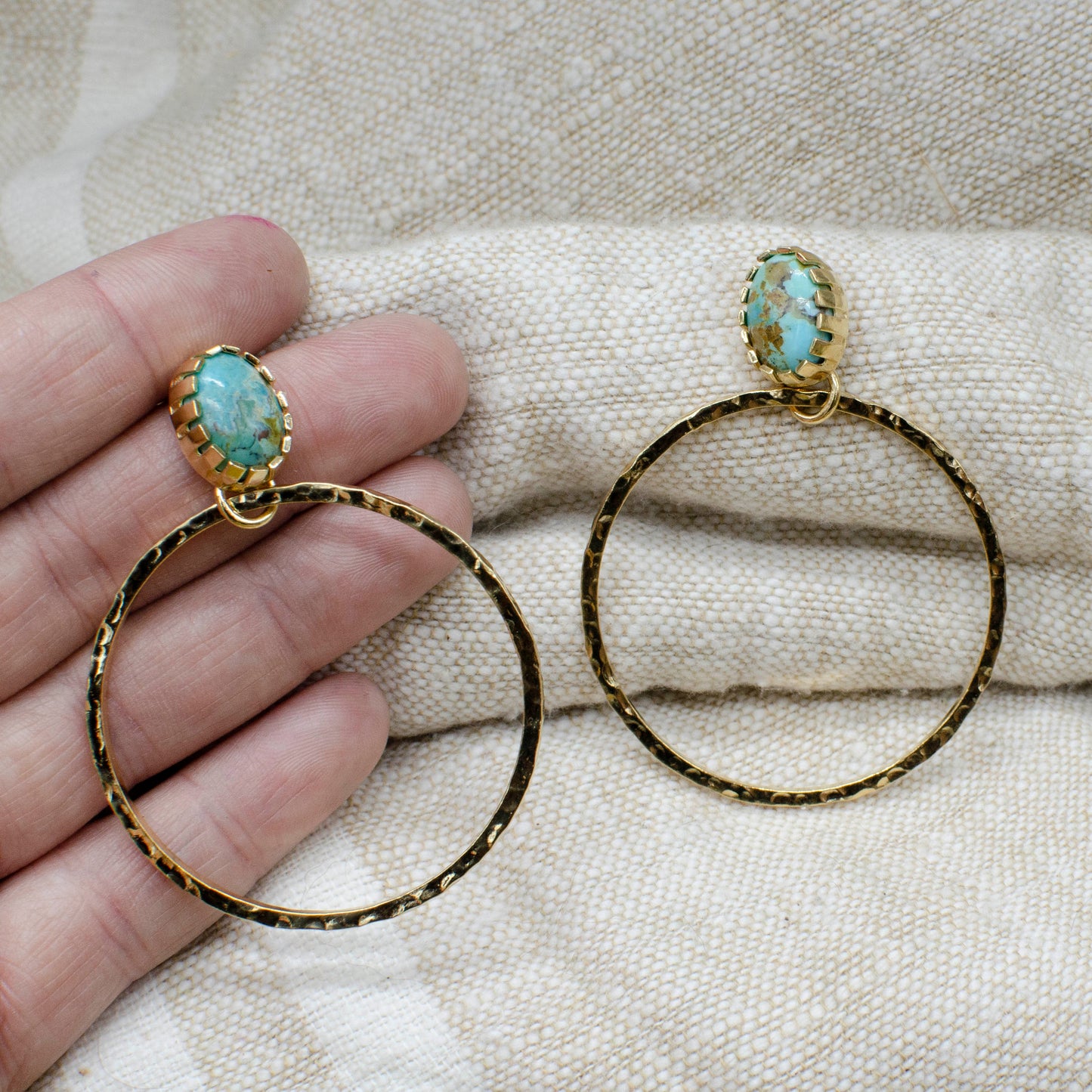 Golden Turquoise Hoops